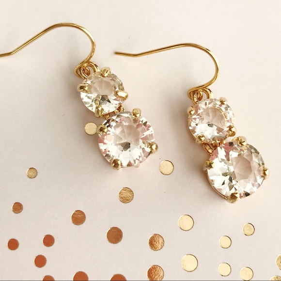 Banana Republic Jewelry - Gold Clear Gumdrop Stones Drop Earrings